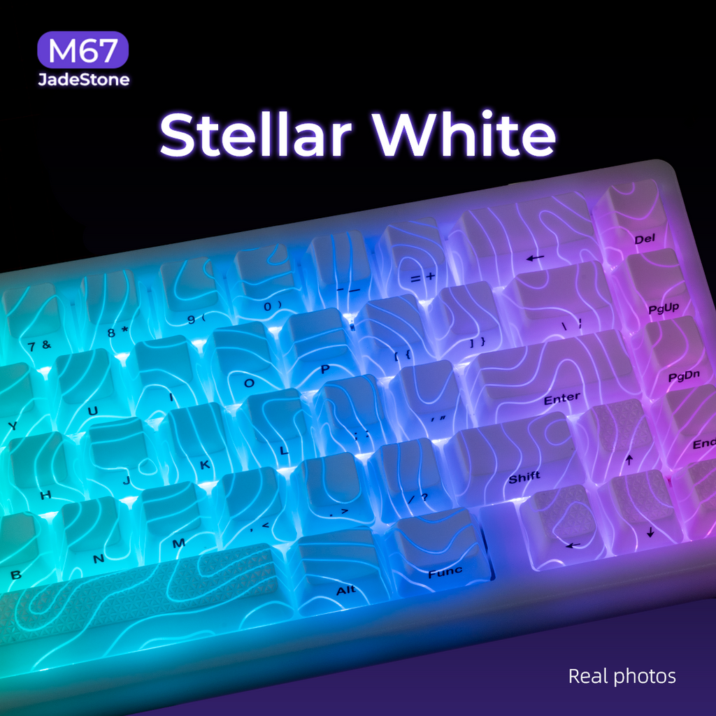 XVX M67 JadeStone VIA Tri-Mode Mechanical Keyboard with IMD-Tech Keycaps (Stellar White)