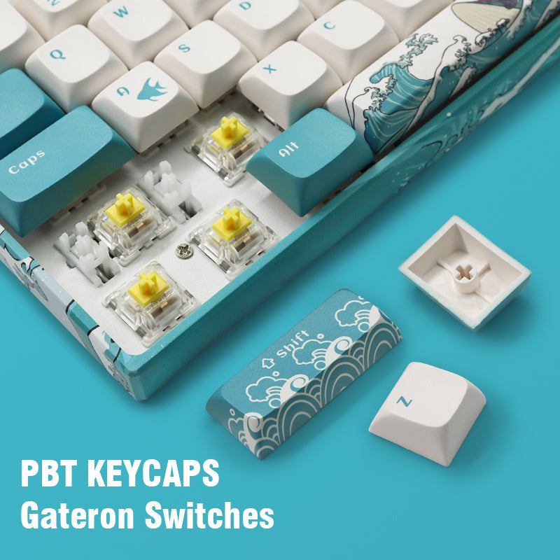XVX M61 Coral Sea Themed 61 Keys Wired/Wireless Mechanical Keyboard