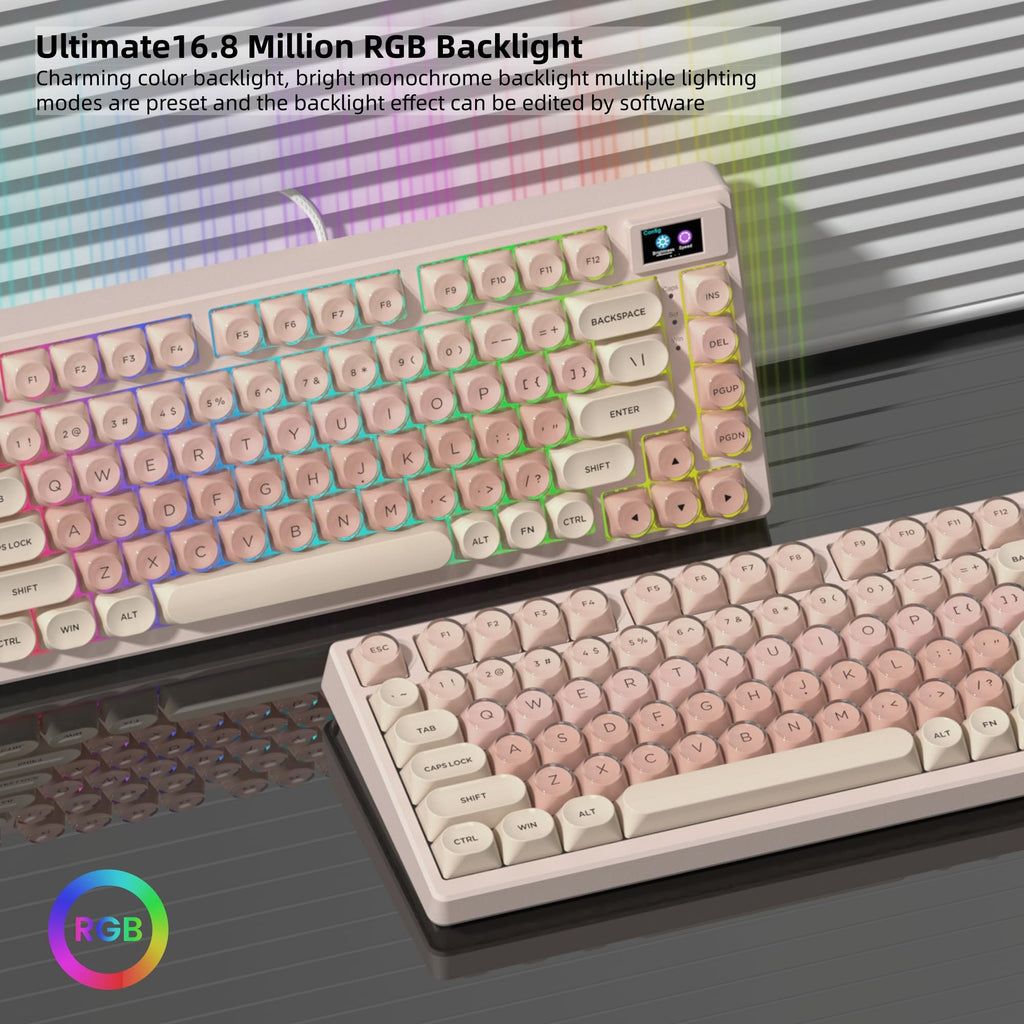 Womier SK80 75% Keyboard with Color Multimedia Display Mechanical Gaming Keyboard Creamy Sound, Wired Hot Swappable Gasket Mount RGB Custom Key Board, Pre-lubed Stabilizer for Mac/Win, Black Kanagawa