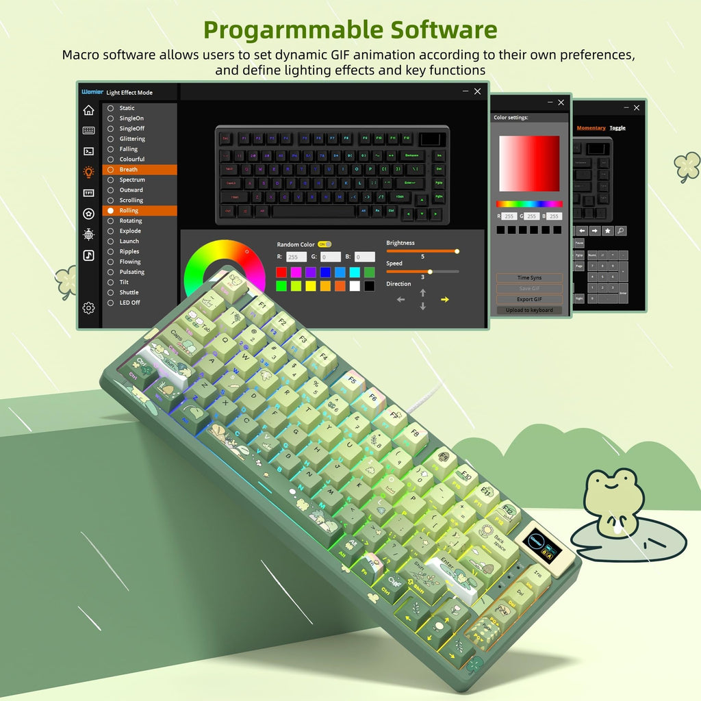 Womier SK80 75% Keyboard with Color Multimedia Display Mechanical Gaming Keyboard Creamy Sound, Wired Hot Swappable Gasket Mount RGB Custom Key Board, Pre-lubed Stabilizer for Mac/Win, Black Kanagawa